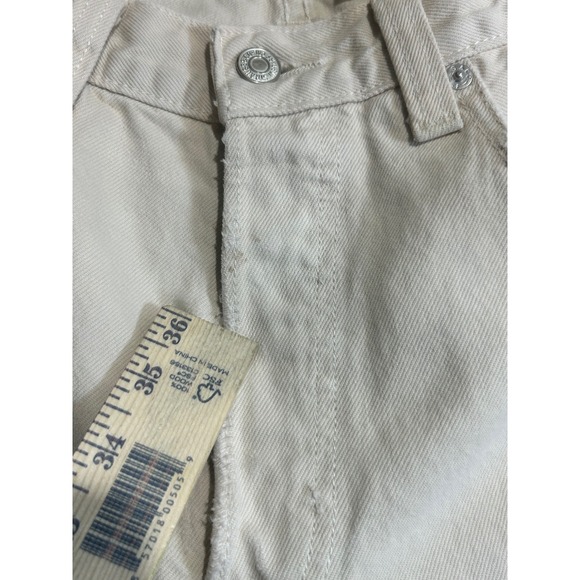 Vintage Levi's 501 Jeans Mens Cream Straight Leg Button Fly Distressed W32 L30 - Picture 5 of 8